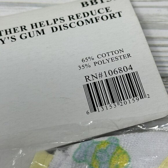 Vintage Jordache Baby Terry Cloth Teether Bib Fish Print Yellow Trim BB159 - Picture 8 of 11